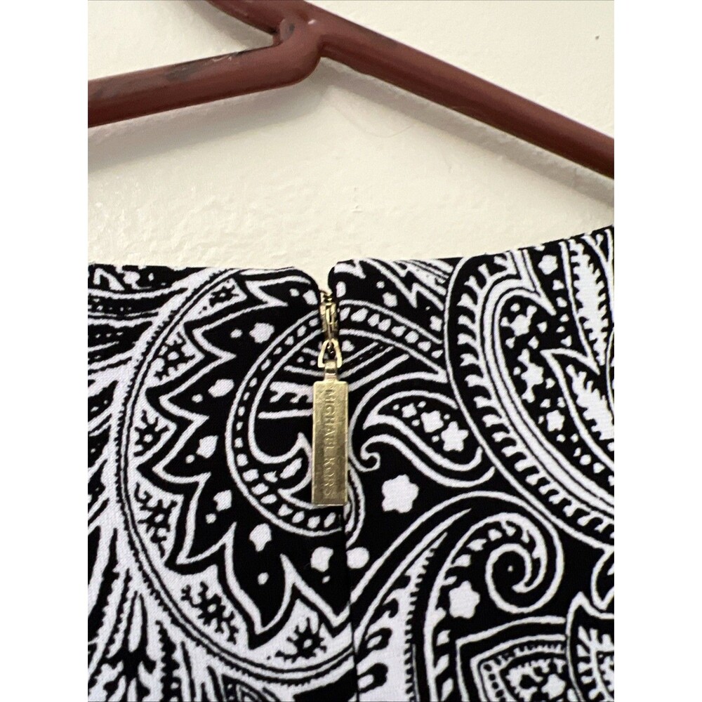 Michael Kors Women’s S Small Black White Paisley Dress Sheath Ruffle Sleeve - Picture 5 of 5